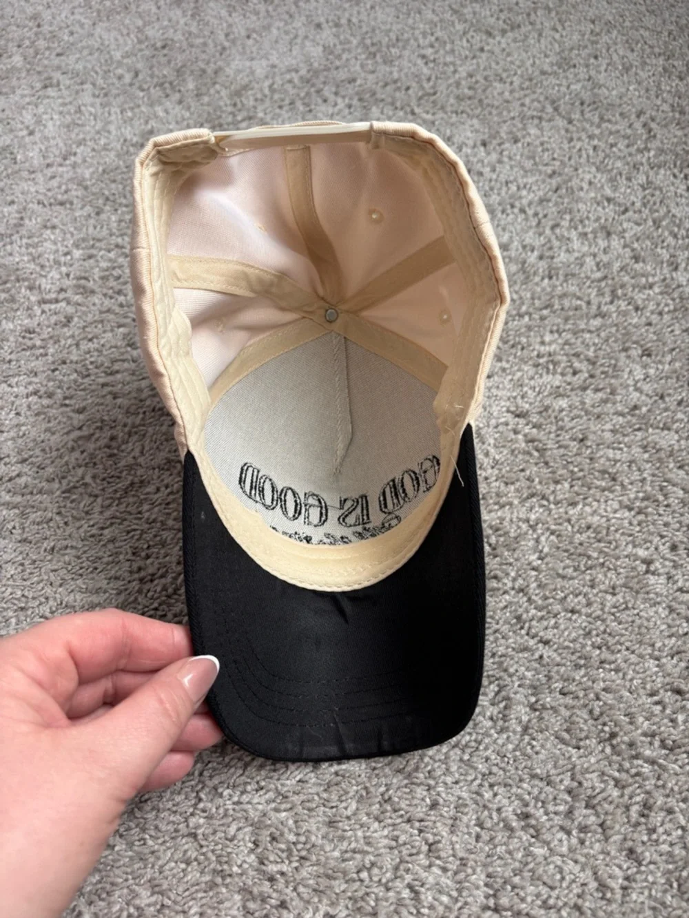 God Is Good Two-Tone Trucker Hat - Cream & Black